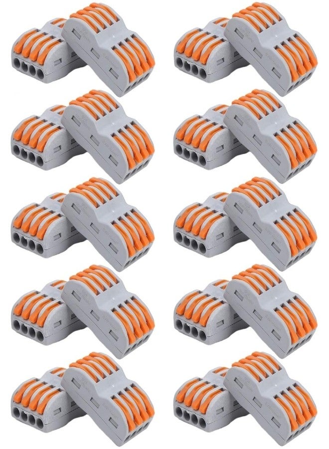 Sugalsu Compact Wire Connector - 4 in 4 out Connection Terminal - Lever Wire Joiner Connector - Butt Terminals for Quick Wiring (20-pcs, Orange) - Image 1